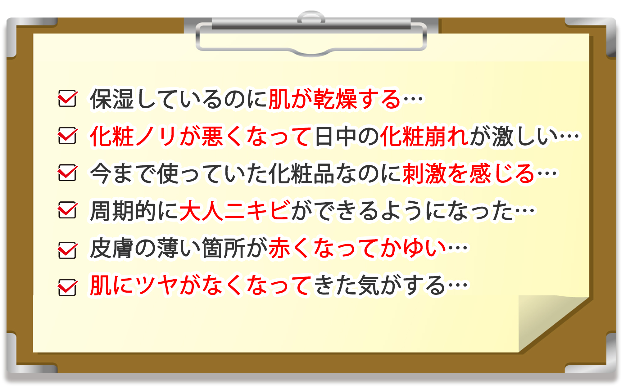 肌の悩み一覧